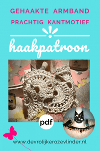 Haakpatroon (pdf; direct downloaden) armband met kantmotief