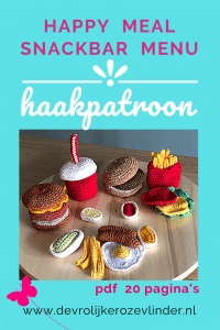 Haakpatroon Happy Meal, play food, snackbar menu