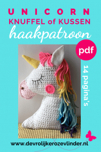 haakpatroon unicorn (eenhoorn) knuffel of kussen