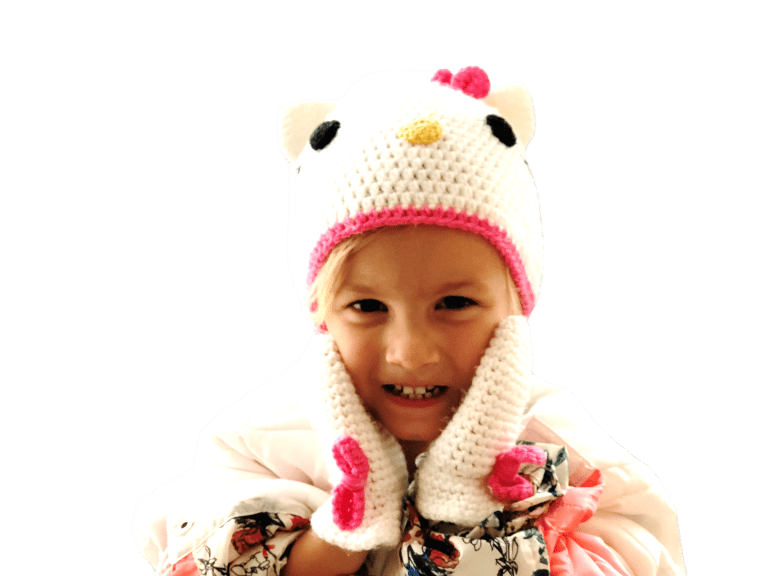 Haakpatroon | tutorial | Hello Kitty muts en wanten voor meisjes