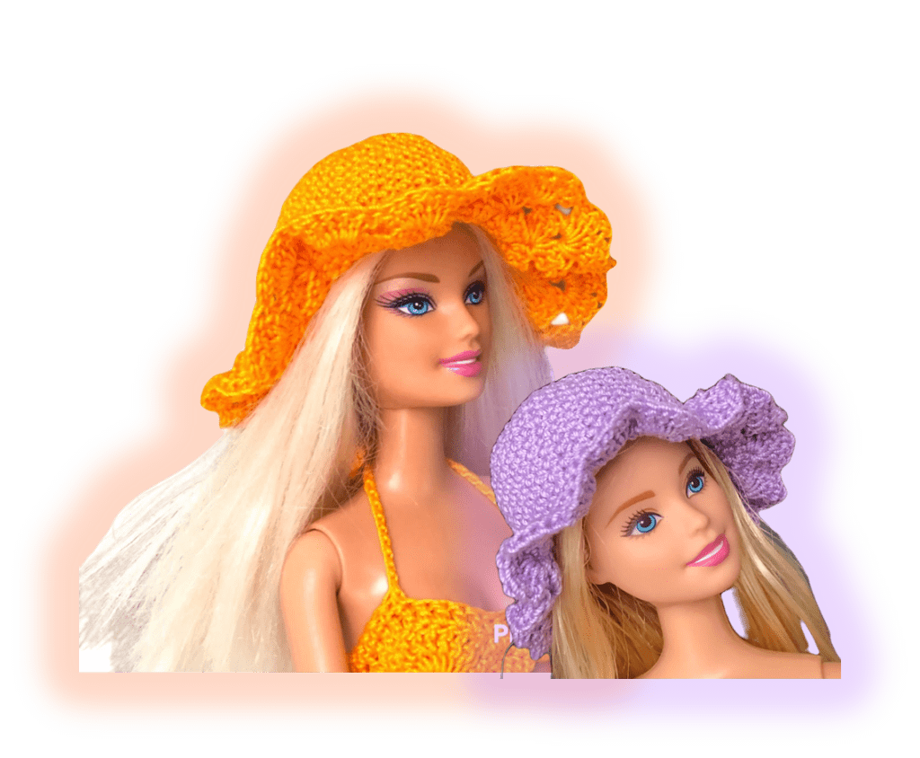 Verblinding tweede ONWAAR Gratis haakpatroon zonnehoed voor Barbie en soortgelijke tienerpoppen