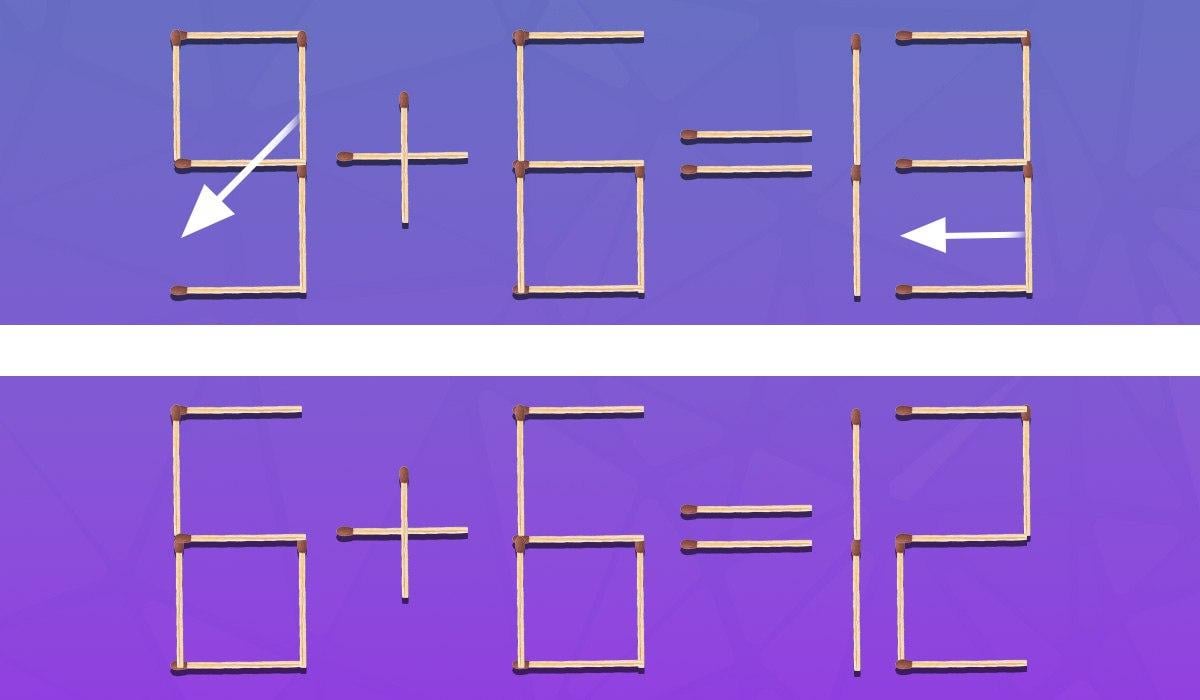 Een uitdaging voor genieën: je moet 2 lucifers verslepen om de gelijkheid correct te maken
